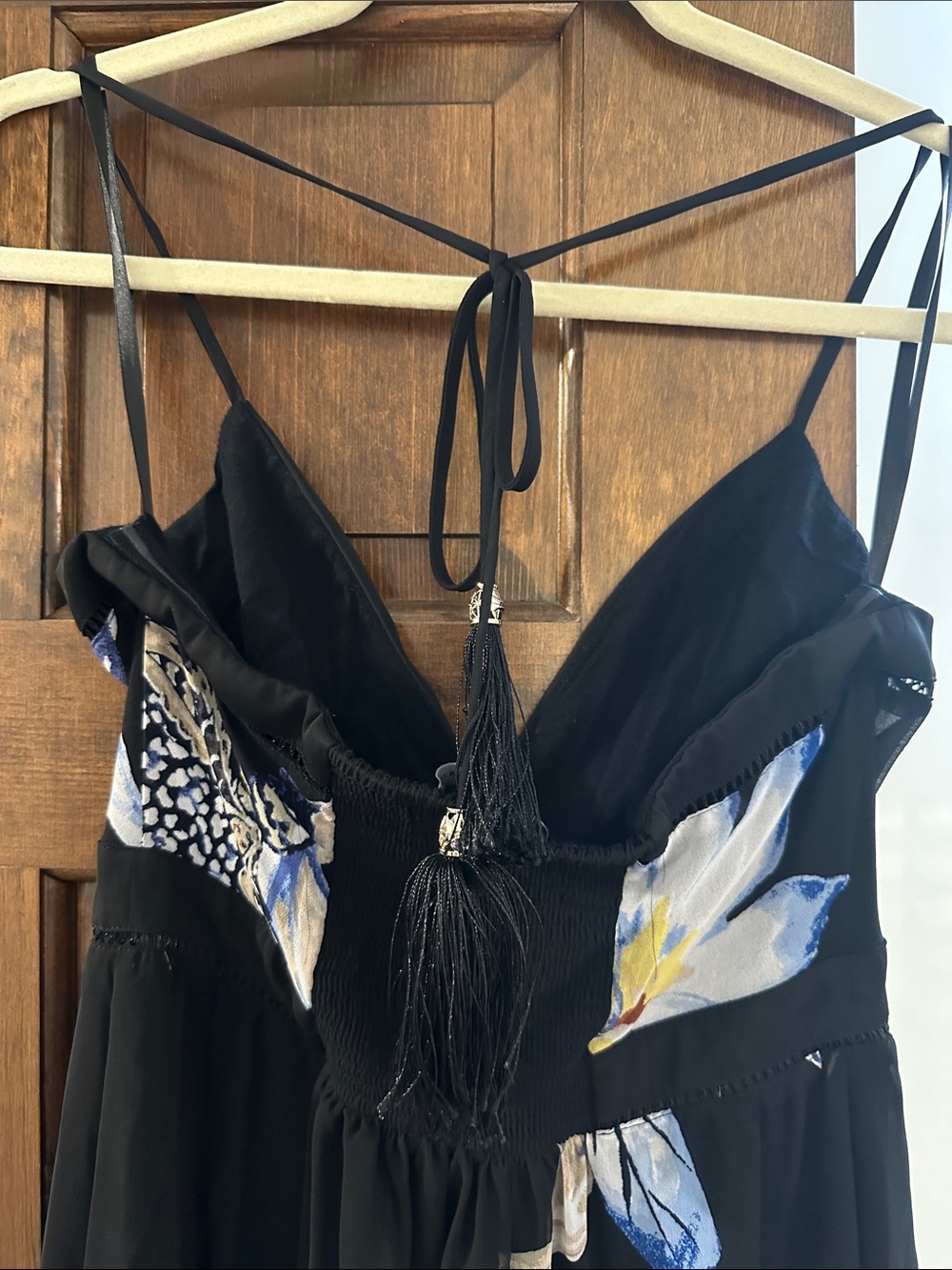 White House Black Market Black Floral High-Low Halter Maxi Dress - Picture 5 of 5